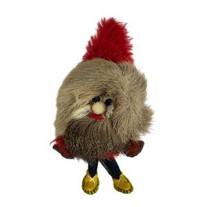 Vintage Christmas Elf Gnome with real fur Scandinavian Norwegian